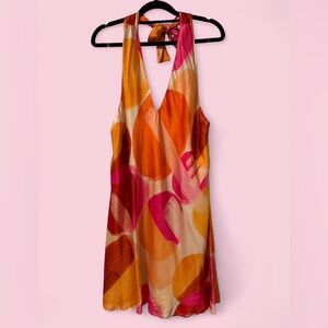 NWT Shore Abstract Halter Mini Dress Silk Feel | Size M